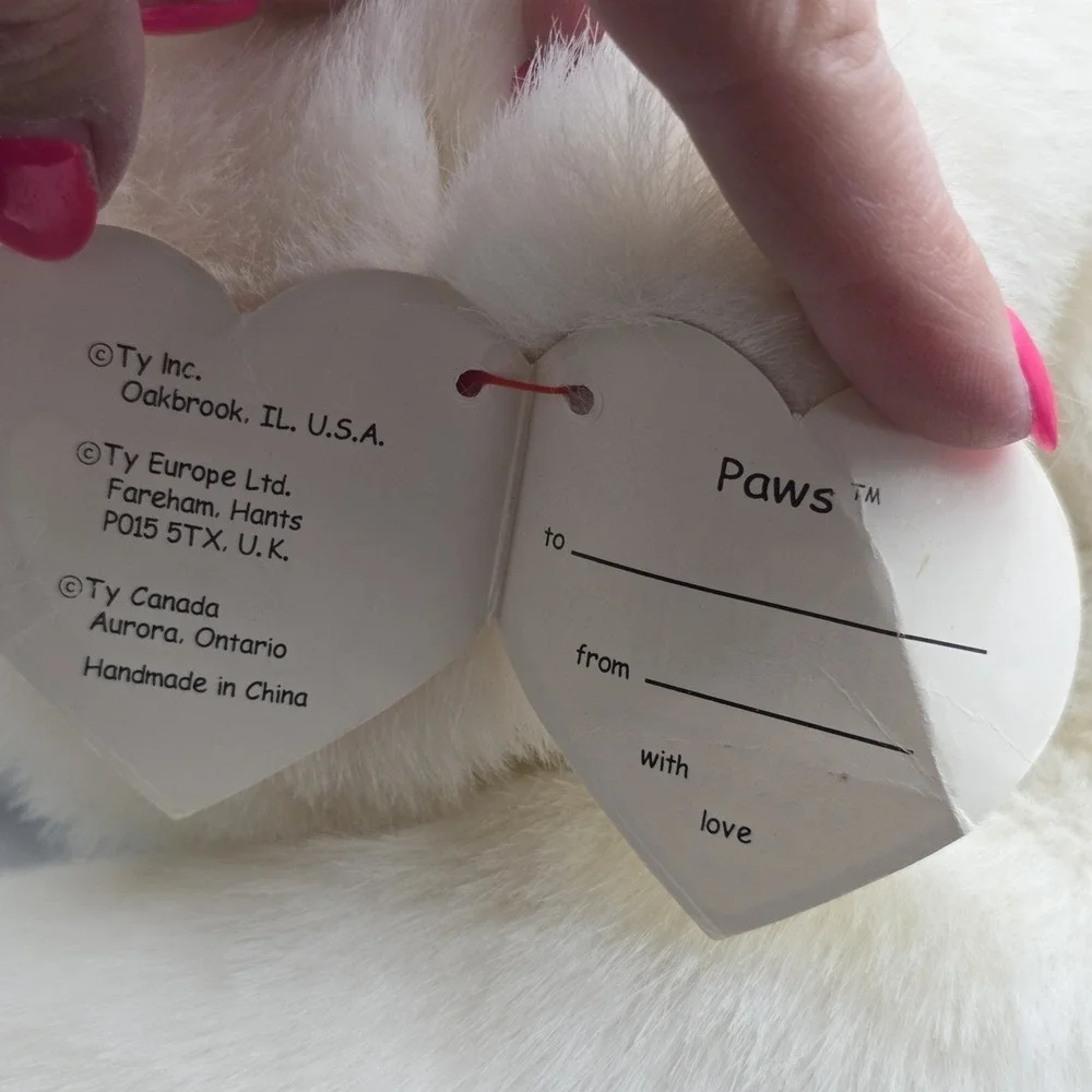 Ty Beanie Buddy Polar Bear Paws‎ Plush White 18